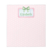 Pink and Blue Frame With Green Gingham Bow Notizblock (Vorderseite)