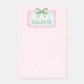Pink and Blue Frame With Green Gingham Bow Post-it Klebezettel (Vorderseite)