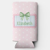 Pink and Blue Frame With Green Gingham Bow Selters Dosenkühler (Rückseite)