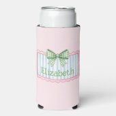 Pink and Blue Frame With Green Gingham Bow Selters Dosenkühler (Seltzer Vorderseite)