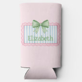 Pink and Blue Frame With Green Gingham Bow Selters Dosenkühler (Rückseite)