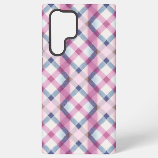 Pink and Blue Gingham Check Phone Case Samsung Galaxy Hülle (Rückseite)