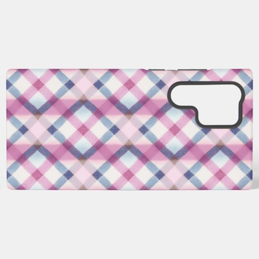 Pink and Blue Gingham Check Phone Case Samsung Galaxy Hülle (Rückseite (Horizontal))