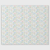 Pink and Blue Grandmillennial Floral Geschenkpapier (Flach)