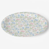 Pink and Blue Grandmillennial Floral Pappteller (Schrägansicht)