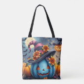 Pink and Blue Halloween Pumpkin Personalized Tasche (Rückseite)
