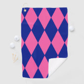 Pink and Blue Harlequin Checkered Design Golfhandtuch (Insitu)