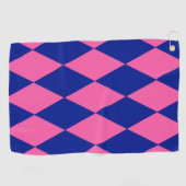 Pink and Blue Harlequin Checkered Design Golfhandtuch (Horizontal)
