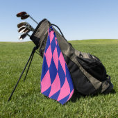 Pink and Blue Harlequin Checkered Design Golfhandtuch (Gras)