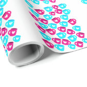 Pink and Blue Heart Cups Pattern Geschenkpapier (Rolleneckpunkt)