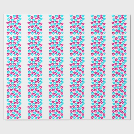 Pink and Blue Heart Cups Pattern Geschenkpapier (Flach)