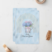 Pink and Blue Hydrangea Waterting Can Gold Arches Mitteilungskarte (Vorderseite/Rückseite Beispiel)