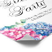 Pink and Blue Hydrangeas Graduation Party Willkomm Poster (Ecke)