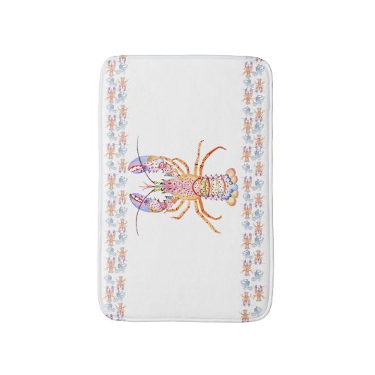 Pink and Blue Lobster Badematte (Vorderseite Vertikal)