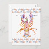 Pink and Blue Lobster Feiertagspostkarte (Vorne/Hinten)