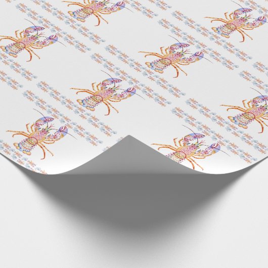 Pink and Blue Lobster Geschenkpapier (Ecke)