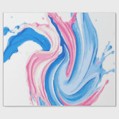Pink and Blue Paint Splash Pattern on White – Fun  Geschenkpapier (Flach)