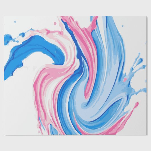 Pink and Blue Paint Splash Pattern on White – Fun  Geschenkpapier (Flach)
