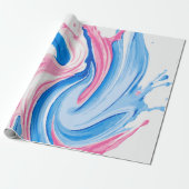 Pink and Blue Paint Splash Pattern on White – Fun  Geschenkpapier (Ungerollt)