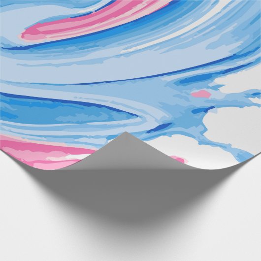 Pink and Blue Paint Splash Pattern on White – Fun  Geschenkpapier (Ecke)