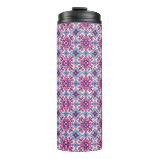 Pink and Blue Tile Design Thermosbecher