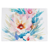 Pink and blue watercolor floral personalized große geschenktüte (Rückseite)
