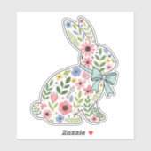 Pink and Blue Wildflower Easter Rabbit Aufkleber (Blatt)
