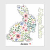 Pink and Blue Wildflower Easter Rabbit Aufkleber (Blatt)