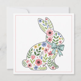 Pink and Blue Wildflower Easter Rabbit Feiertagskarte