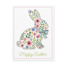 Pink and Blue Wildflower Easter Rabbit
