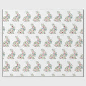 Pink and Blue Wildflower Easter Rabbit Geschenkpapier (Flach)