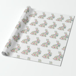 Pink and Blue Wildflower Easter Rabbit Geschenkpapier