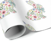 Pink and Blue Wildflower Easter Rabbit Geschenkpapier (Rolleneckpunkt)