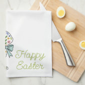 Pink and Blue Wildflower Easter Rabbit Geschirrtuch (Viertel Falte)