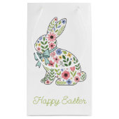Pink and Blue Wildflower Easter Rabbit Kleine Geschenktüte (Rückseite)