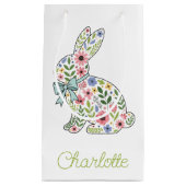 Pink and Blue Wildflower Easter Rabbit Kleine Geschenktüte (Vorderseite)