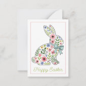 Pink and Blue Wildflower Easter Rabbit Mitteilungskarte (Vorderseite)