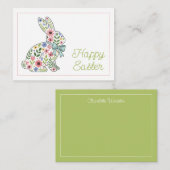 Pink and Blue Wildflower Easter Rabbit Mitteilungskarte (Vorne/Hinten)