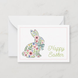 Pink and Blue Wildflower Easter Rabbit Mitteilungskarte