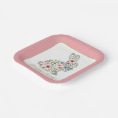 Pink and Blue Wildflower Easter Rabbit Pappteller (Gewinkelt)