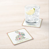 Pink and Blue Wildflower Easter Rabbit Rechteckiger Pappuntersetzer (Vor Ort)