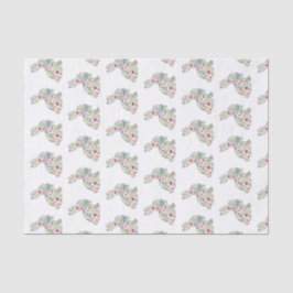 Pink and Blue Wildflower Easter Rabbit Seidenpapier