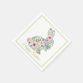 Pink and Blue Wildflower Easter Rabbit Serviette (Ecke)