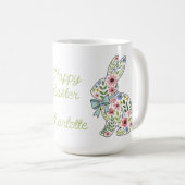 Pink and Blue Wildflower Easter Rabbits Kaffeetasse (VorderseiteRechts)