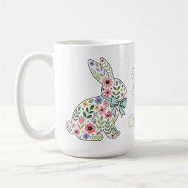 Pink and Blue Wildflower Easter Rabbits Kaffeetasse
