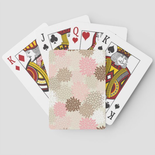 Pink And Brown Mum Pattern Spielkarten (Rückseite)
