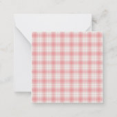 Pink and Cream Gingham Plaid Tartan Monogram Mitteilungskarte (Rückseite)