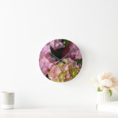 Pink and Cream Hydrangeas Runde Wanduhr (Zuhause)