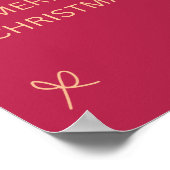 Pink and Cream Illustrated Bow Merry Christmas Poster (Ecke)