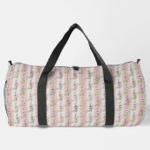 Pink and Cream stripe floral pattern Duffle Bag (Rückseite)
